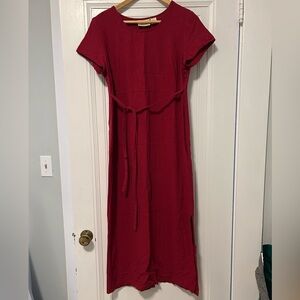 Fun Linen Blend Long Red Dress